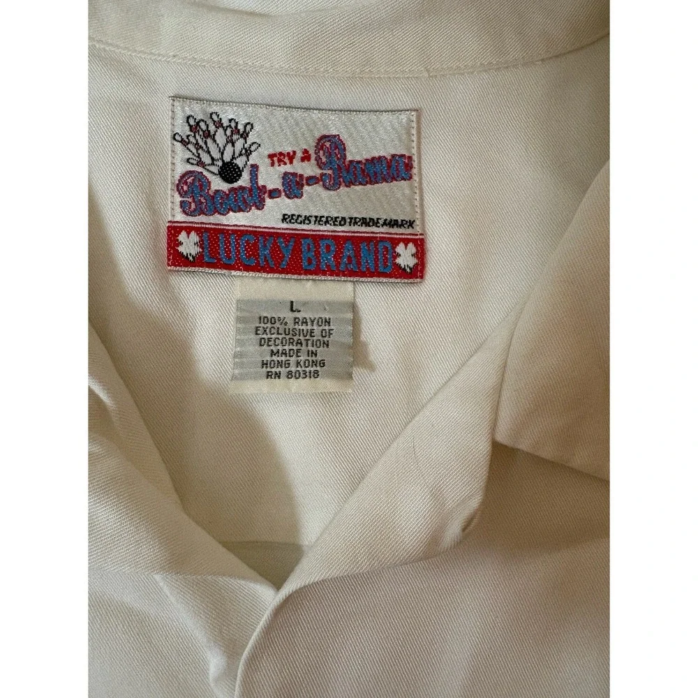 Vintage Lucky Brand Mens Embroidered Rayon 